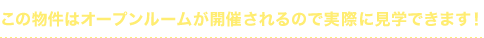 この物件はオープンルームが開催されるので実際に見学できます！